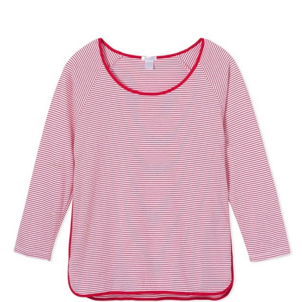 Lake Pajamas Red White Stripe Pima Cotton Pajama Shirt Top Women’s Size medium